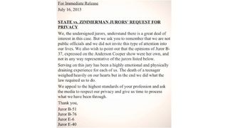 Four Jurors Slowly Inch Away From Juror B37's Racist Fameball Horseshit